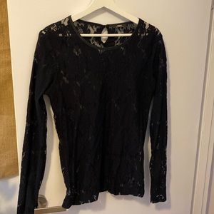 Mexx Metropolitan long sleeve black lace top.